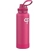Takeya 40 oz CP Signature Pickleball Stainless Steel Insulated Water Bottle with Choice of Lid, Backspin Pink