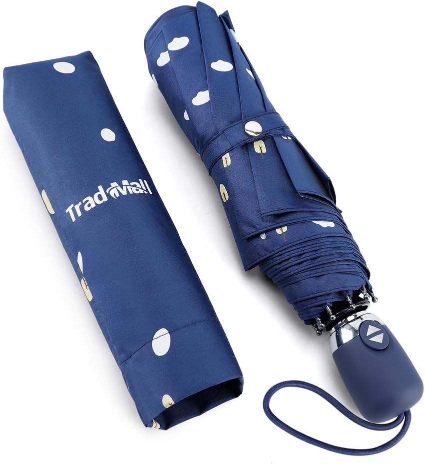 Travel Umbrella, Lightweight Compact Parasol with 99% UV Protection for Sun & Rain Auto Open & Close, Blue
