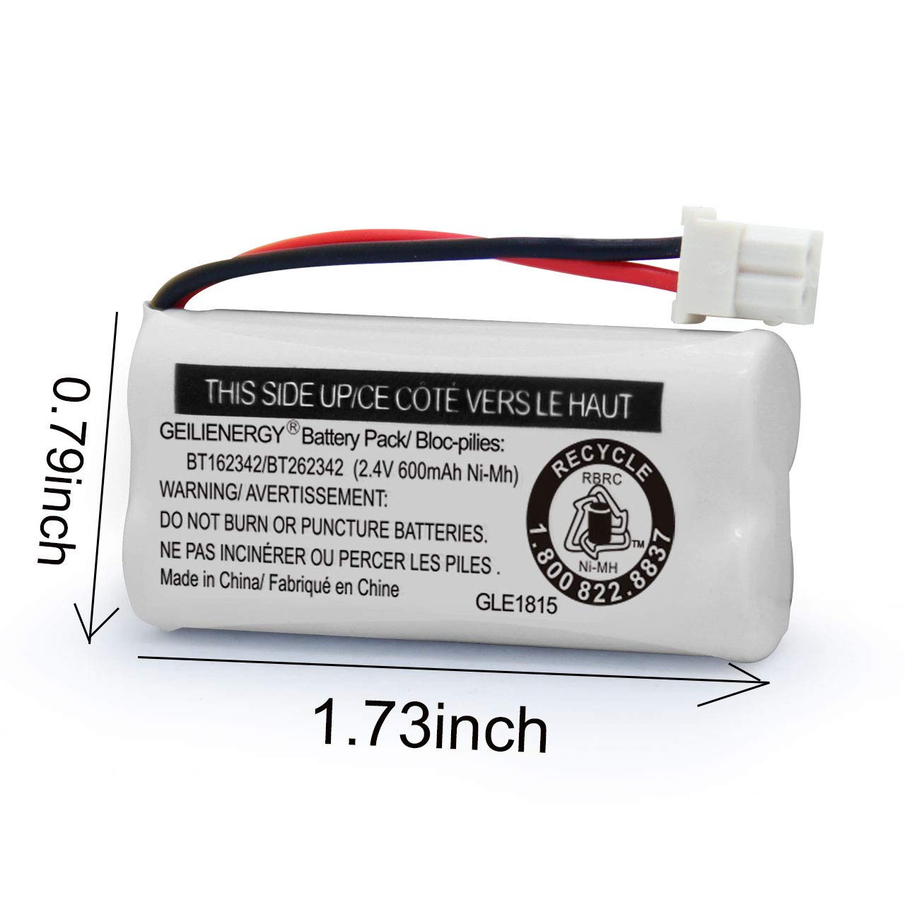 GEILIENERGY Replacement Battery BT162342 / BT262342 BT166342/BT266342 BT183342/BT283342 Compatible for Cordless Telephones CS6114 CS6419 CS6719 EL52300 CL80111(Pack of 2)