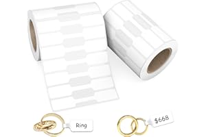 1000Pcs Jewelry Price Tags Stickers Roll for Necklace Ring Display Labels, Blank Self Adhesive Indentification Tags, AveneMark Pricemarker Labels Accessories Display Paper (2 Roll, 500 Labels/Roll)