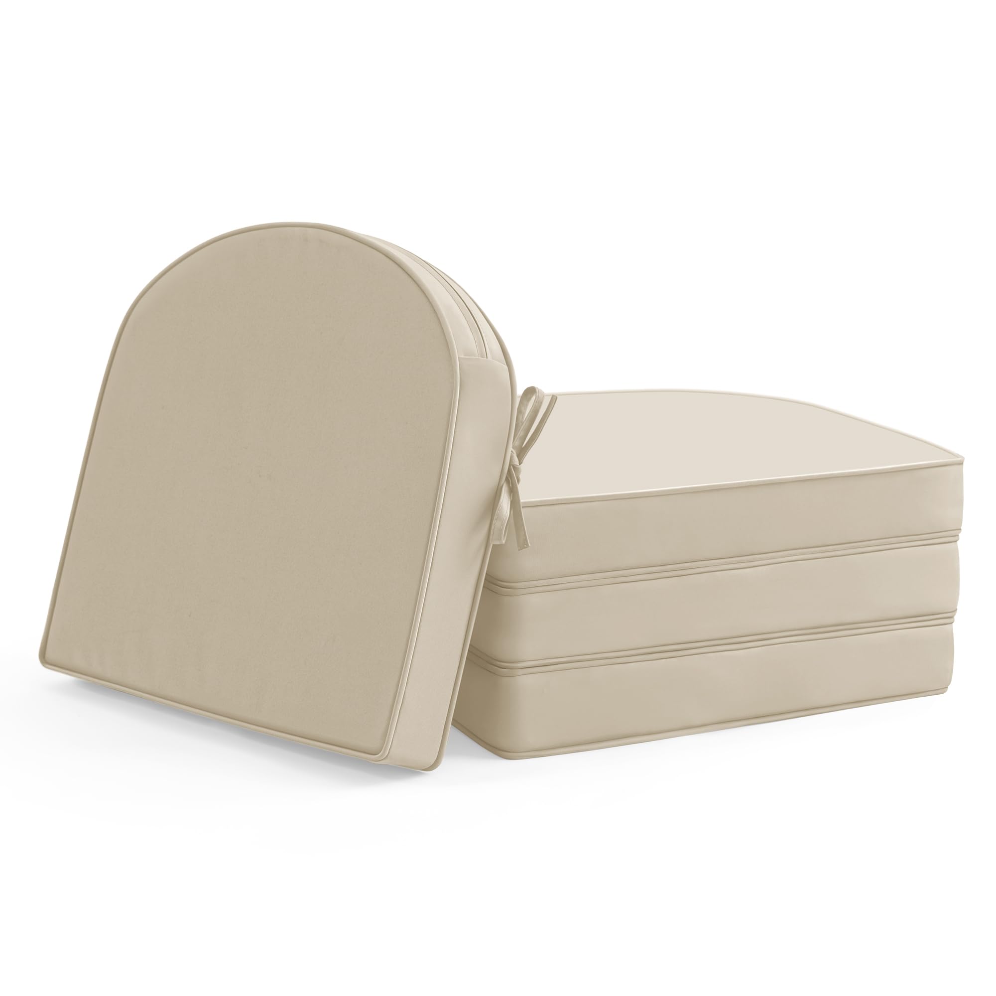 Photo 1 of Outdoor Chair Cushions Set of 4: Waterproof & Fade Resistant Patio Furniture Cushions - 17 x 16 x 2 Inch Non Slip Round Corner Seat Cushion Pads with Removable Cover for Garden Yard Lawn, Cream