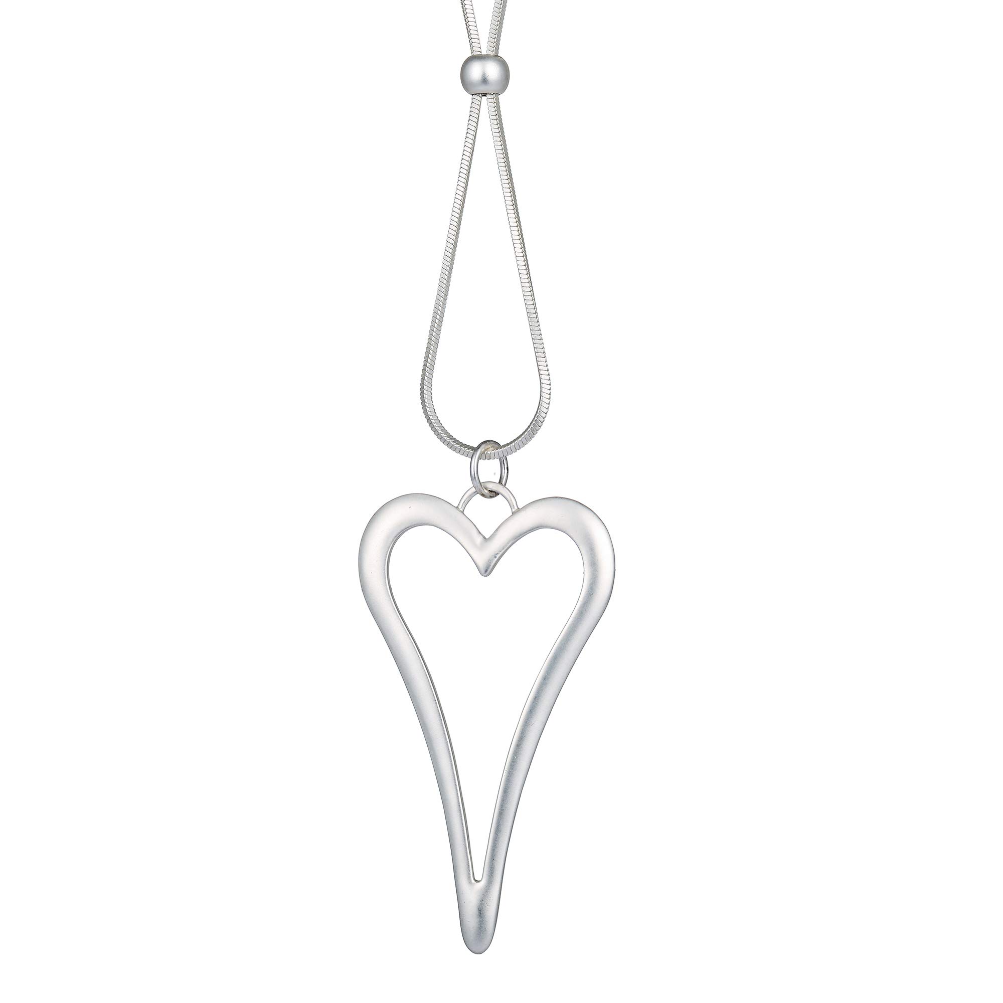 BIRSTONE Costume Necklace Long Chain Large Love Heart Shaped Pendant Necklace