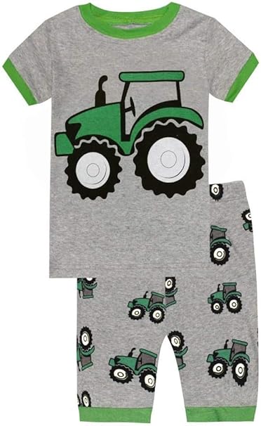 Amazon.com: Elowel Niños Pantalones Cortos Juego de pijama de tractor 2 piezas 100% algodón (Tamaño toddler-10y), 4T, Gris: Clothing