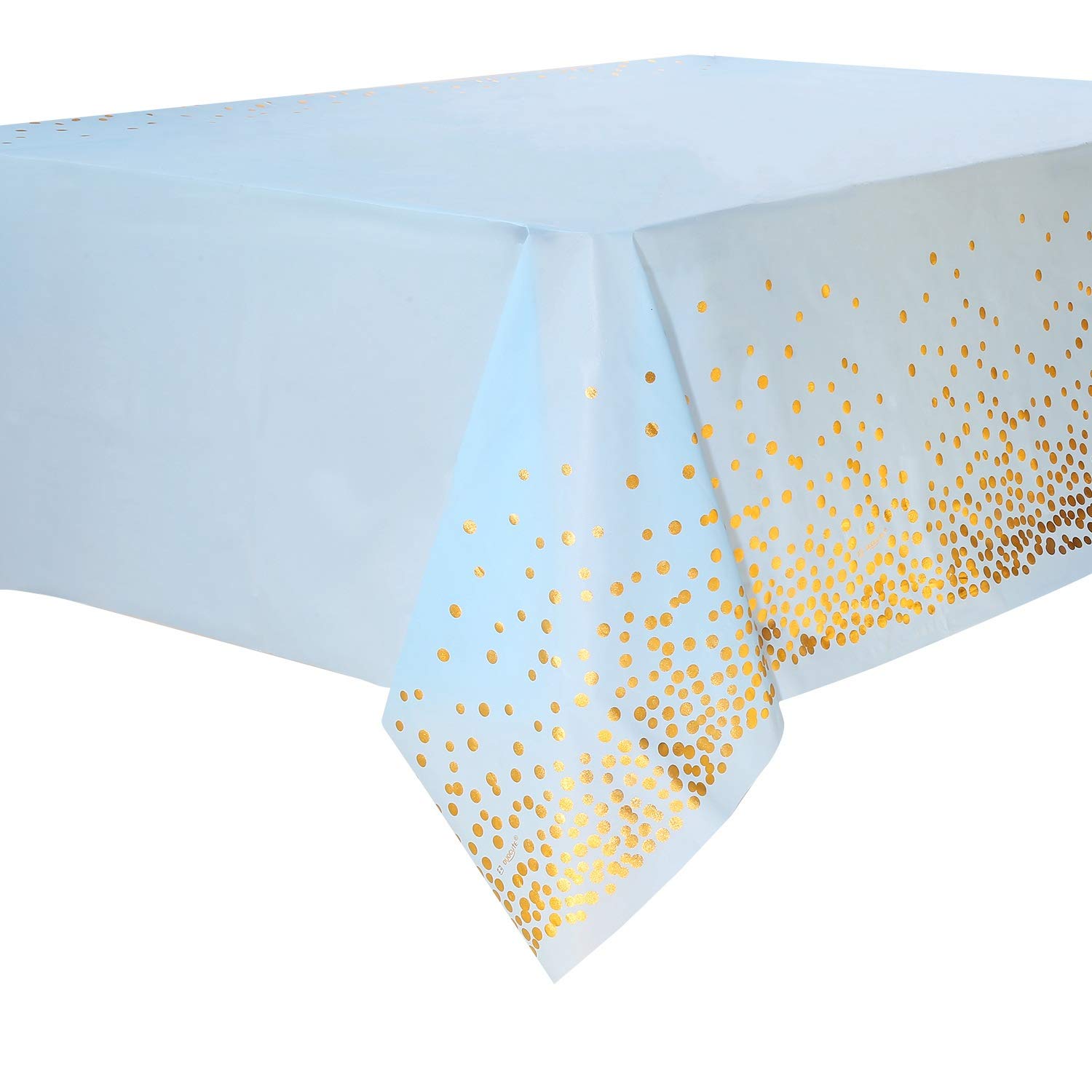 Duocute 4 Pack Blue and Gold Party Tablecloth for Rectangle Table, Gold Dot Confetti Rectangular Table Cover, for Birthday Party, Baby Shower, Boy Birthday, Tea Party, 137cm x 274cm