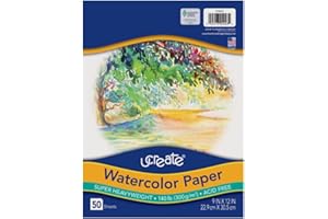 UCreate Watercolor Paper, White, Package, 140 lb, 50 Sheets, Original Version, 9-x-12-Inch