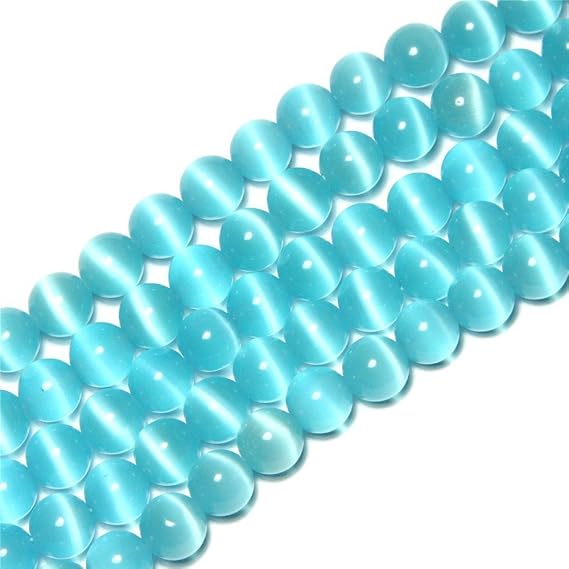 6mm Sky Blue Cat Eye Beads Round Semi Precious Gemstone