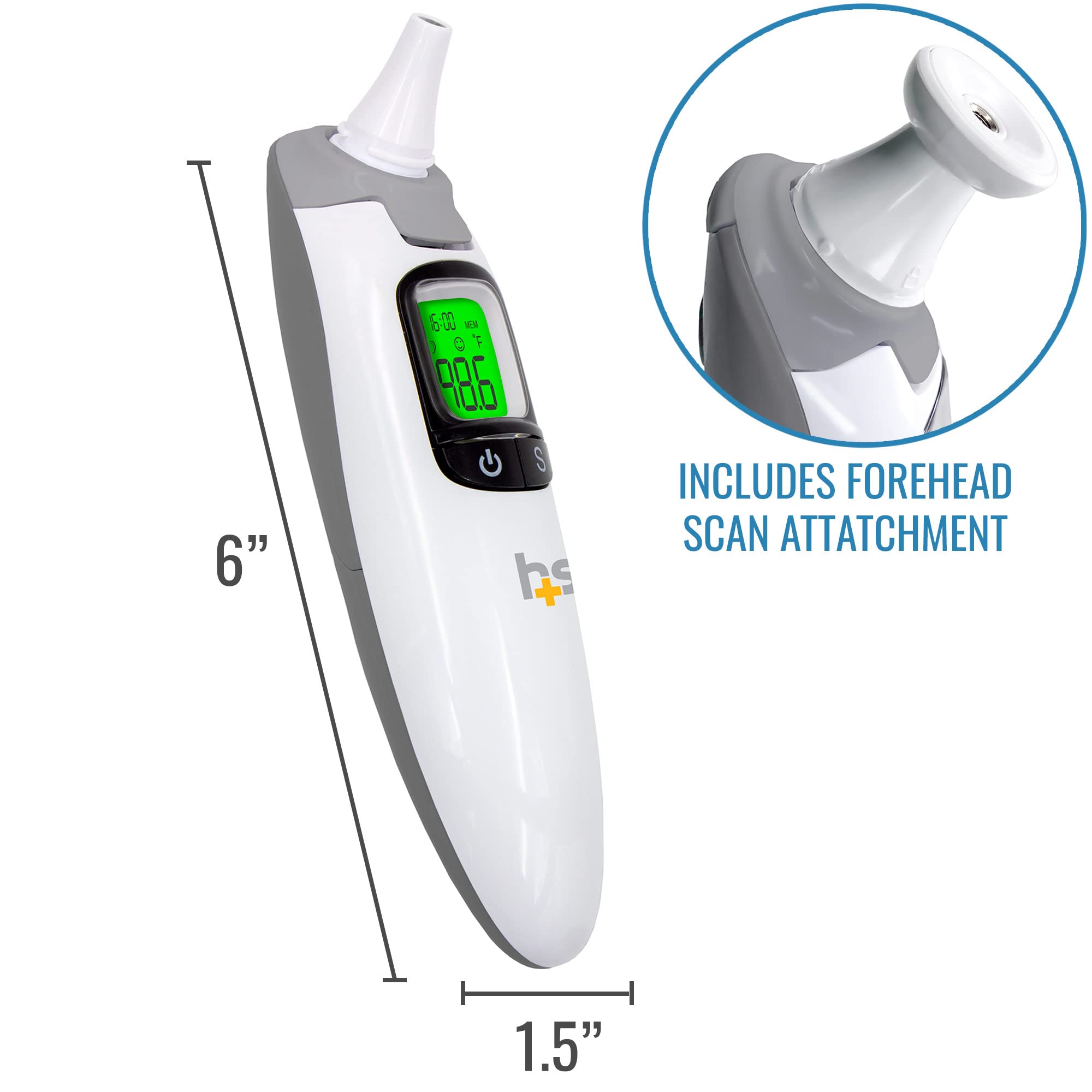 HealthSmart Talking Infrared Ear & Forehead Thermometer, No Probe Covers Needed, Visual Fever Alarm, Audio Readings in English & Spanish, Instant Scan