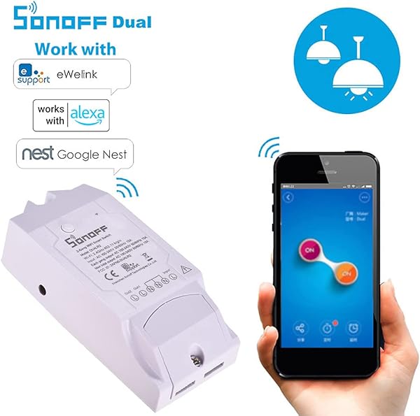 Docooler Dual R2 WiFi Inalmbrico Smart Switch 2 Gang Smart Home El Control Remoto de WiFi Funciona con Google Home 1pc