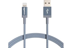 Amazon Basics 2-Pack USB-A to Lightning Charger Cable, Nylon Braided Cord, MFi Certified Charger for Apple iPhone 14 13 12 11 X Xs Pro, Pro Max, Plus, iPad, 6 Foot, Dark Gray