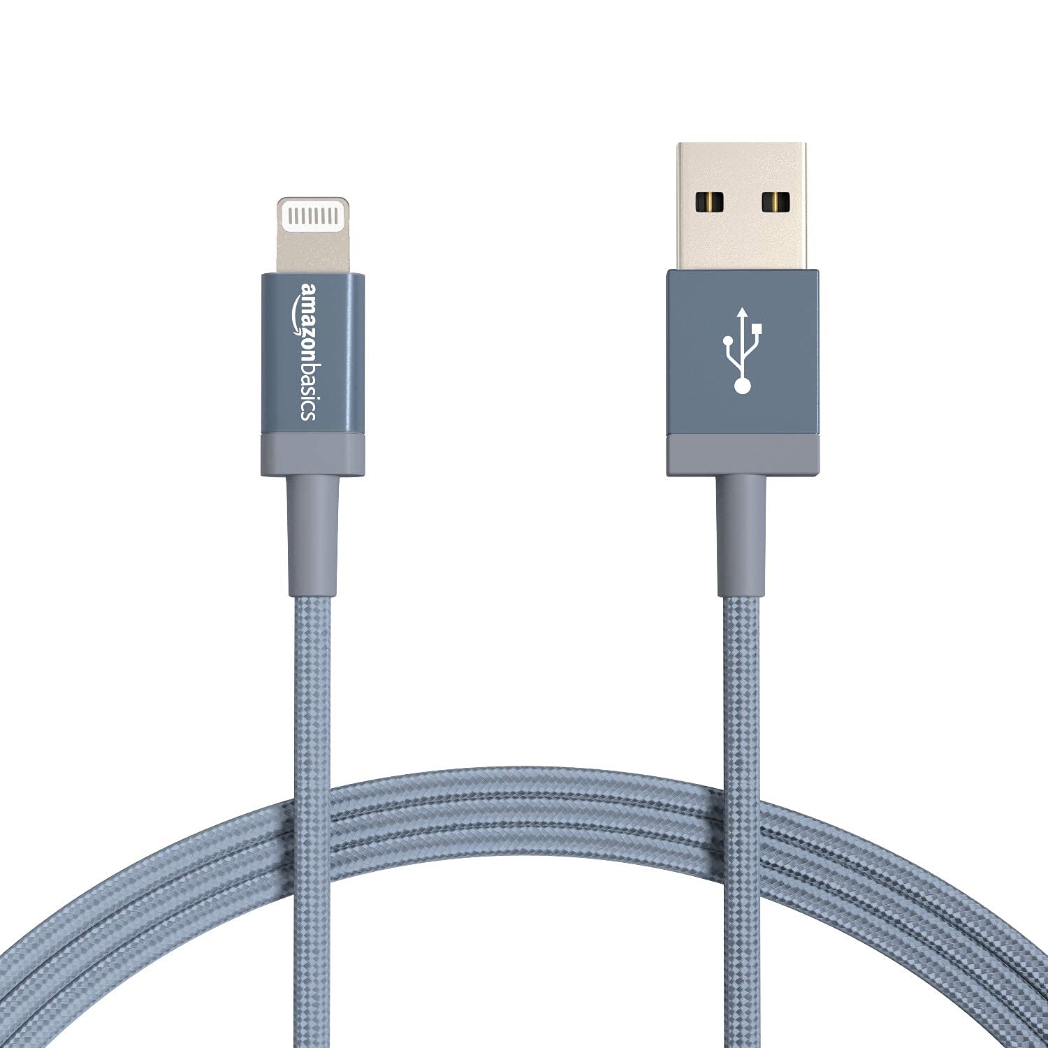 Amazon Basics 2-Pack USB-A to Lightning Cable, Apple MFi Certified, Nylon Braided Cord for iPhone 14 13 12 11 X Xs Pro, Pro Max, Plus, iPad, High Speed Data Sync Charger, 6 Foot, Dark Gray