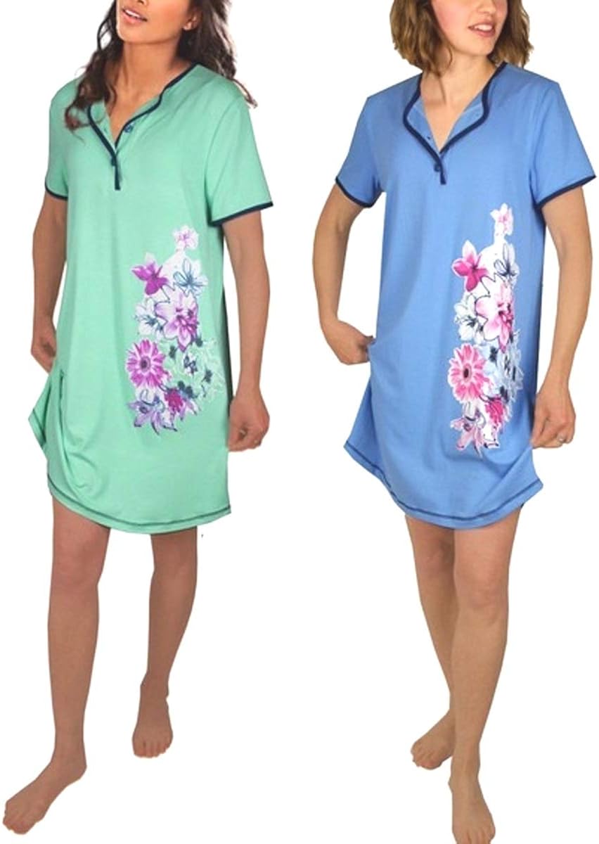 Chemise De Nuit Courte GLORIA BARONI - 100% Coton, Maille - Tailles 38 à 54 - Rose Lilas - Neuf Avec étiquettes