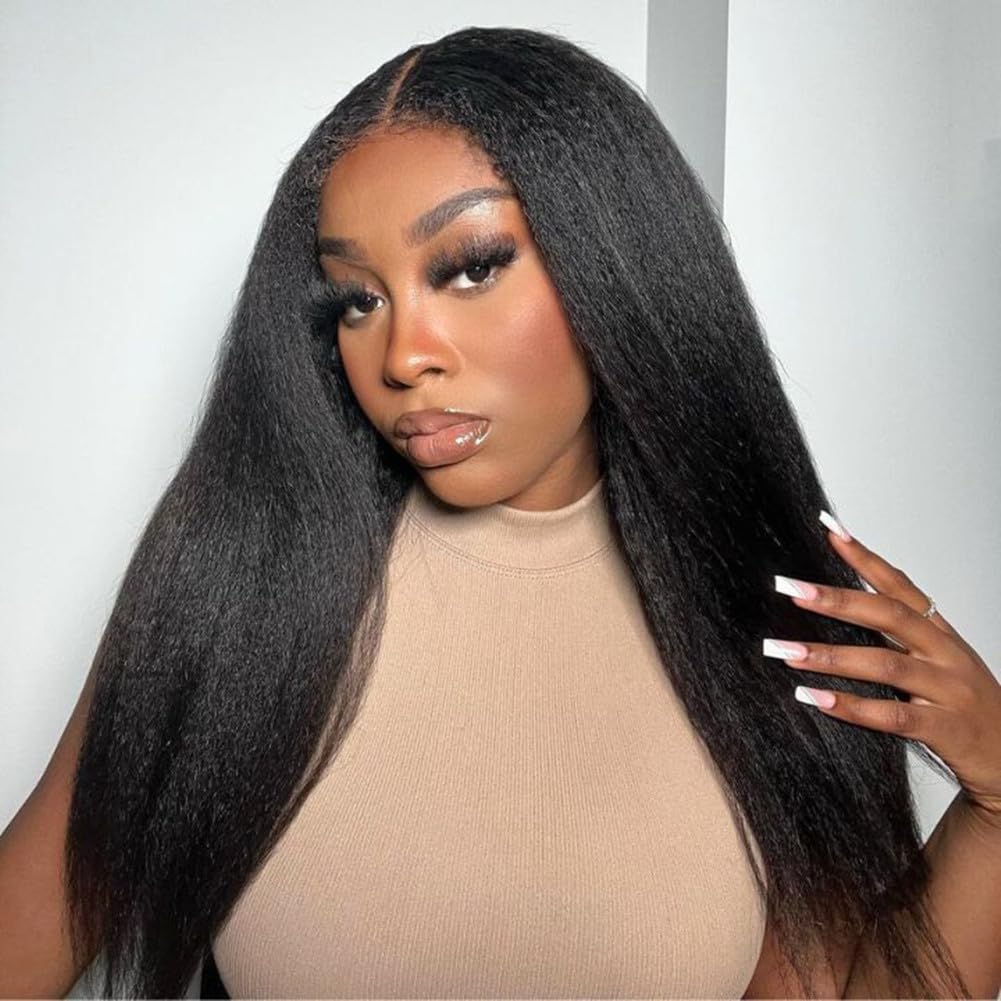Zealady V Part Yaki Straight Wig Human Hair 180% Density upgrade U Part Yaki Wig 20 Inch Beginners Friendly Quick Style Party Essential Travel-Ready Show Your Own Scalp Technology — image 1