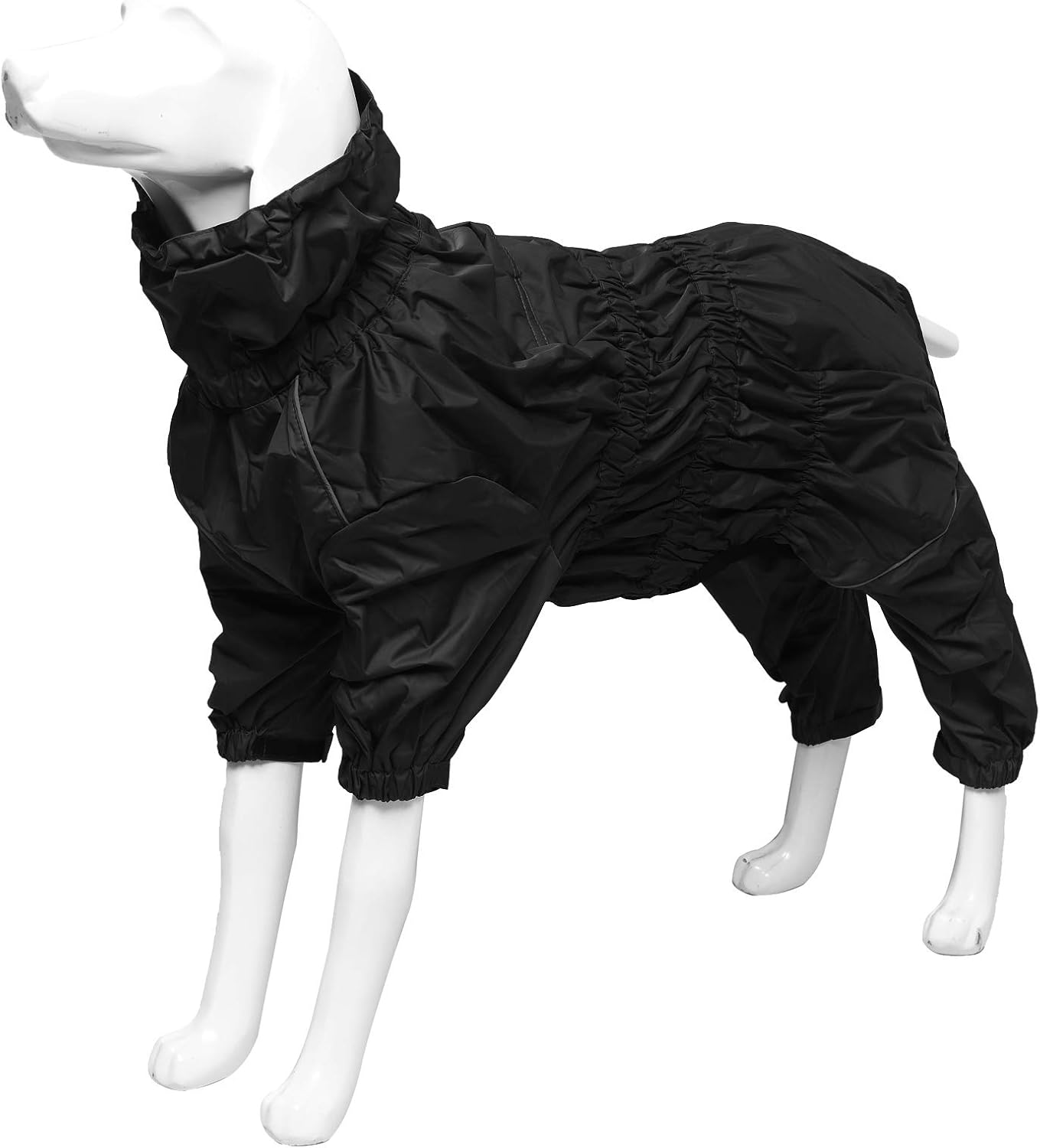 Geyecete1/2 Leg Trouser Suit,Dog Raincoat with high Waterproof Reflective Four-Leg rain Gear Jumpsuit for Puppies Small Medium-Black-M