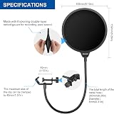 Aokeo Professional Microphone Pop Filter Dual Layer Gooseneck view 6