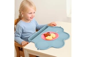 E1F1NN DOT Baby Silicone Placemats for Toddler Kids, Durable Food Grade Silicone with Non-Slip Suction, Sticky Table Mats for Restaurants Home Travel
