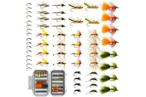BRAIRIA 60/88PCS Spring-Ready Fly Fishing Flies Kit | Hand-Tied Nymphs, Dry & Wet Flies for Trout & Bass | Seasonal Streamers & Terrestrials | Durable Fly Case Gift Box