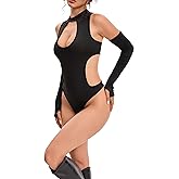 AGOSAK Women's Rave Outfits for Women Festival Sexy Y2K Bodysuit Goth Costume