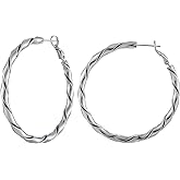 DHKCU 14k Gold Plated Hoop Earrings for Women, 925 Sterling Silver Posts Thick Twist Hypoallergenic Chunky Large Earrings 20mm 30mm 40mm 50mm