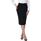 ZTN Skirts for Women Stretch High Waist Pencil Skirt Bodycon Business Skirt with Back Slit Below Knee