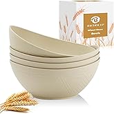 BUSOKIP Large Bowls 65 OZ, Wheat Straw Bowls Set of 4, Unbreakable Salad Bowl, Microwave & Dishwasher Safe Big Bowl, Kitchen Serving Bowl for Salad, Cereal, Soup and Oatmeal (Beige)