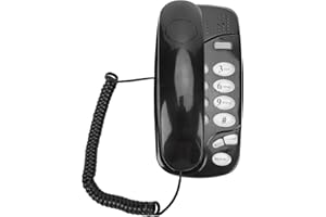 Generic Corded Landline Telephone Wall Mountable Big Button Quick for Home Office ABS Material (Black)