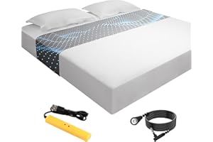 HLLBLL Grounding Sheet for Bed 90% Organic Cotton+10% Pure Silver Fiber, Grounding Fitted Sheets for All Mattress Sizes, with Static grounding Cord and Test Pen (Gray, 105.2 * 23.2inch)