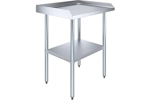 AmGood Commercial Work Table with Backsplash and Sidesplashes | NSF (Stainless Steel Table with Sideguards, 30" Long x 24" Deep)