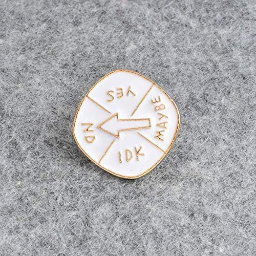Amazon Co Jp ホワイトターンテーブル回転ブローチ はい いいえ Idk かもしれない 漫画スピンゲーム決定エナメルピンジャケットバッジジュエリー子供ギフト 服 ファッション小物