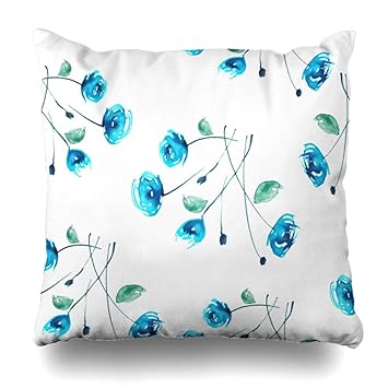 Amazon Com Ahawoso Throw Pillow Cover Drawing Blue Artistic