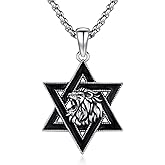 Adnix Star of David Necklace 925 Sterling Silver Star of David Pendant Animal/Tree of Life Jewish Jewelry for Men Women