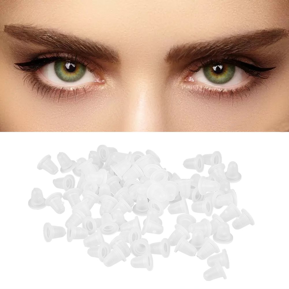 Tattoo Ink Caps Cups,100PCS Silicone Tattoo Hat Ink Cup,Tattoo Ink Reusable Permanent Makeup Tattoo Pigment Container Plastic Microblading Pigment Accessories Holder Tattoo Supplies for Tattoo