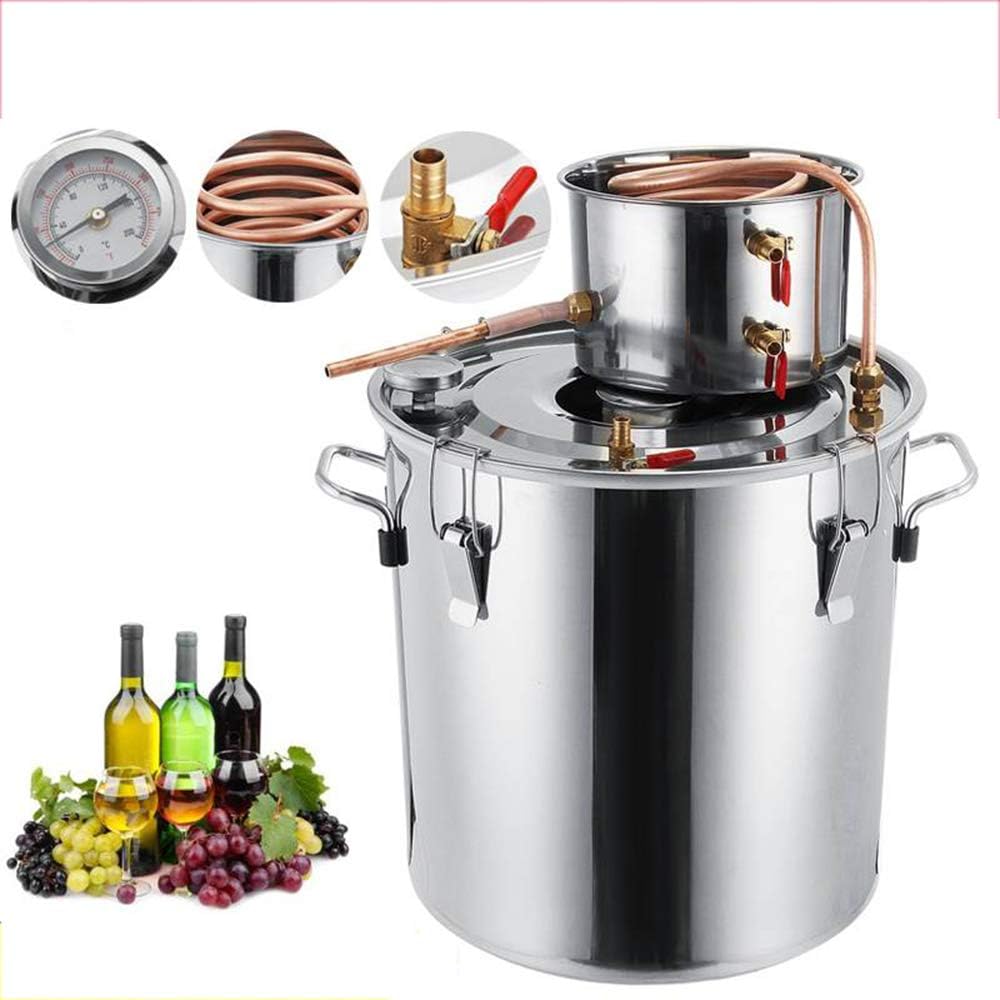 Durable 2GAL/3GAL/5GAL/8GAL DIY Home Distiller Moonshine Alcohol Still Stainless Copper Water Wine Essential Oil Brewing Kit
