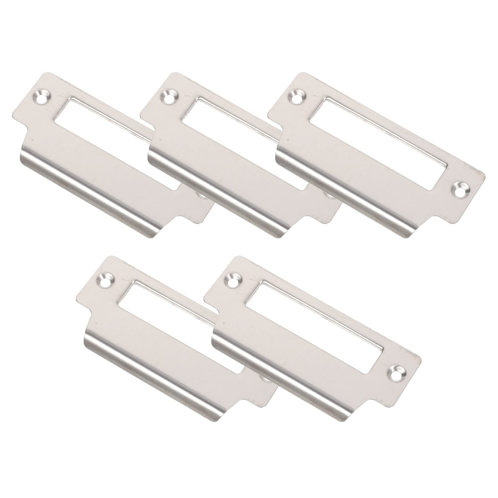 HEMOTON Door Lock Accessories 5Pcs Stainless Steel Mortice Lock Strike Plates 4.00X1.80 Inch Reinforcement Faceplates for Wood Metal Internal Doors Security