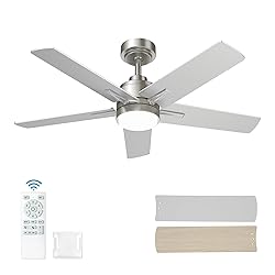 42 Inch Nickel Ceiling Fan with Light and Remote