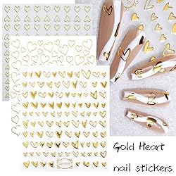 9 Sheets Heart Nail Art Stickers - Metallic Nail
