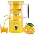 Electric Citrus Juicer, Rechargeable Juicer Machine with USB Cable and Cleaning Brush, Touch Button, Automatic Orange Lime Lemon Grapefruit Squeezer, Easy to Clean Portable Juicer, Yellow