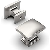 Amerdeco 10-Pack Brushed Satin Nickel Cabinet Knobs & Pulls - 1-1/8 Inch Single Hole Square Drawer Handles for Bathroom Cabin