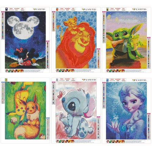 Disney Diamond Painting Kits for Adults 6 Pack 5D Diamond Art Kits for