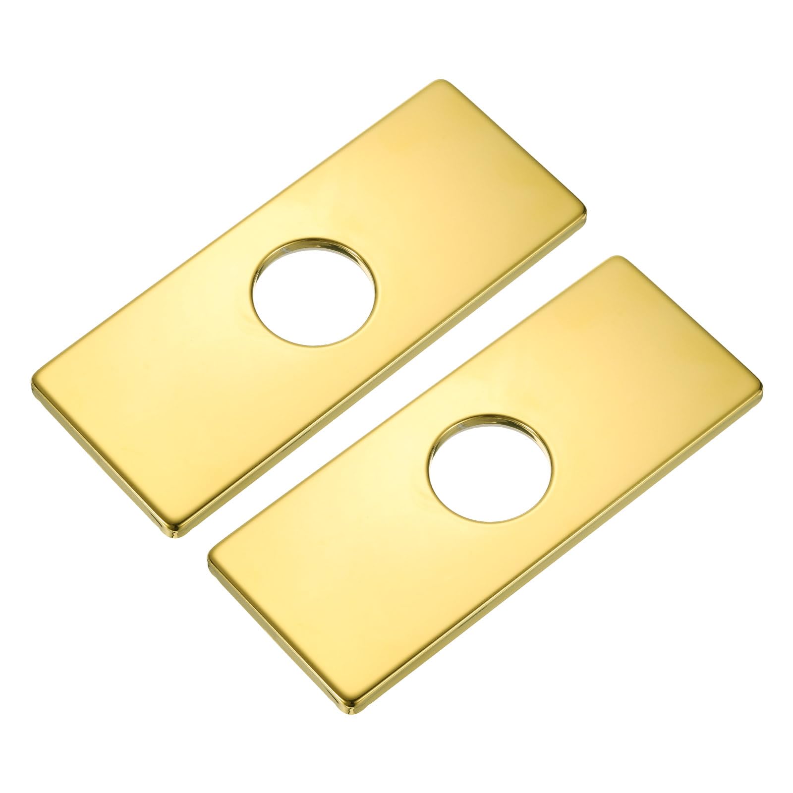 uxcell 2pcs 6 Inch Hole Cover Deck Plate Escutcheon, Stainless Steel Sink Cover Plate for Bathroom or Kitchen Sink Faucet, Rectangle(Titanium Gold)