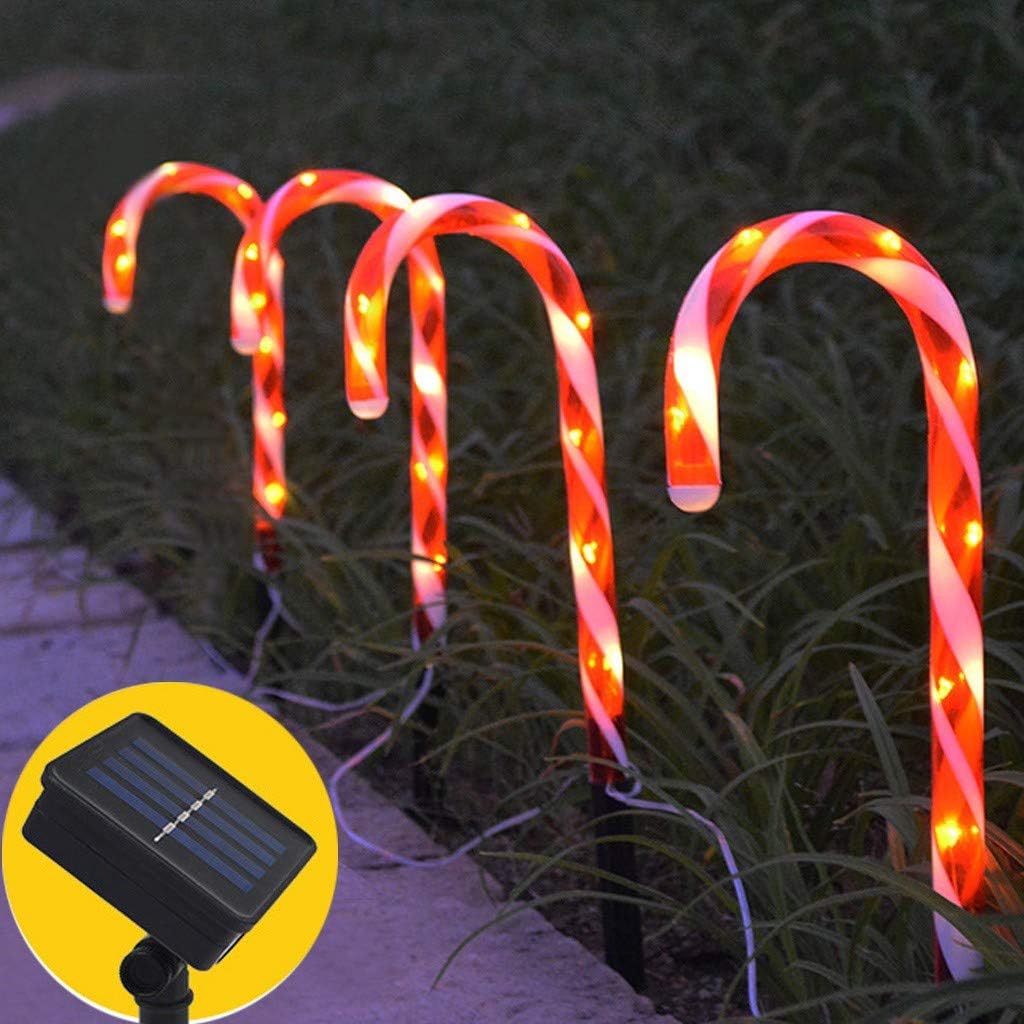 Candy Cane LED Solar Light, 4Pack/Set Outdoor Waterproof IP44 Solar Powered Lights In-Ground The Night Light Party Patio Yard Path Lawn Lamp Decoration (Red)