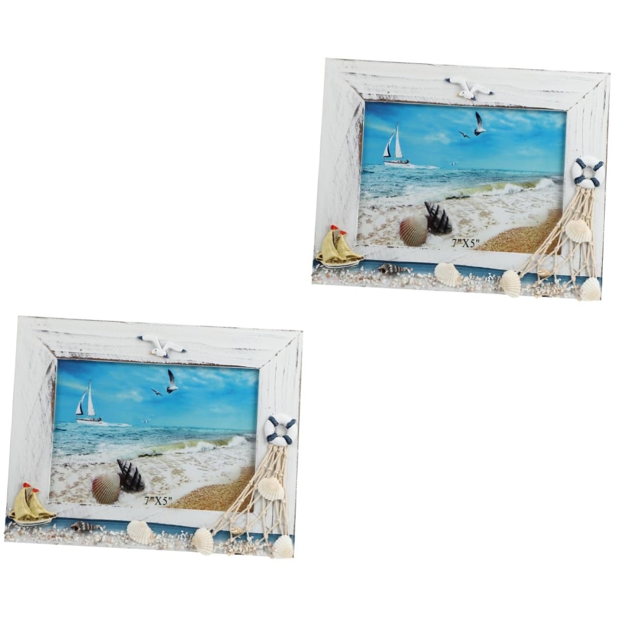 Artibetter 2 Pcs Photo Frame Picture Frames for Desk Wooden Picture Frames Wood Frame Nautical Themed Photo Frames Beach Picture Frames Beach Desktop Ornaments Marine Style Photo Frame White