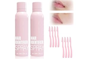WHYCALON 2 Packs Hair Identifier Spray,Skin Body Hair Identifying Spray and Dermaplaner,Facial Hair Identifier Spray for Dermaplaning,Moisturizing and Skin Care Dermaplaning Spray with Razors