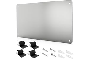 XYK 17.7" x 11.8" Stainless Steel Magnetic Board - Magnet Bulletin Board to Display Magnetic Letters Numbers Animal, Poetry, Spice Jars, Notes, Photos, Suitable for Wall, Refrigerator, Cubicle, Cabinet