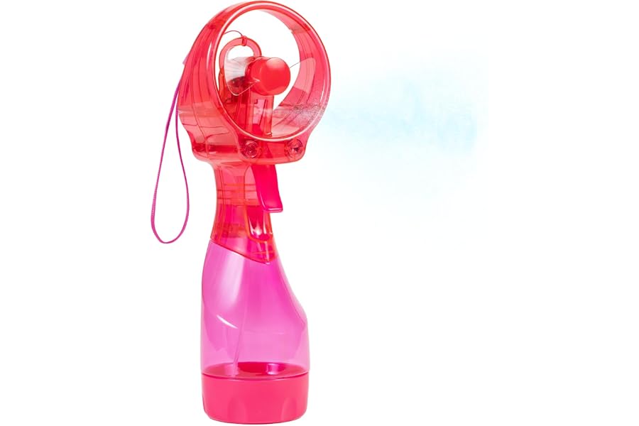 O2COOL Deluxe Handheld Battery Powered Water Misting Fan with Wrist Wrap (Strawberry Pink)