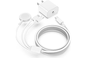 GK for Apple Watch Charger, 3 in 1 USB C to Magnetic iWatch Charger & USB-C & Lightning Cable, 6FT Cable with Type C Fast Charging Block, for iWatch Series Ultra/9/8/7/6/SE/5, for iPhone 15/14/13/12