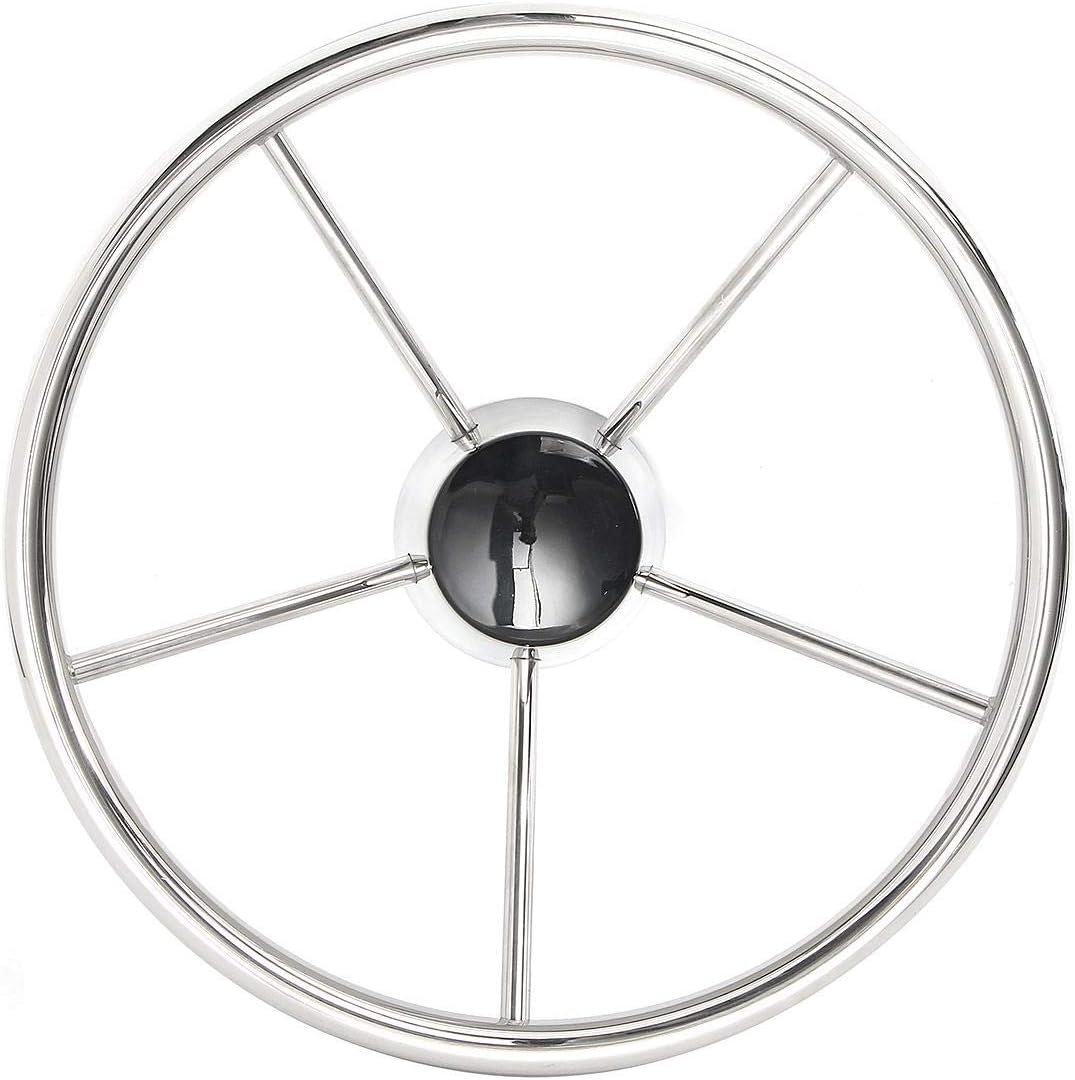 YeBetter 13.5Inch Boat Steering Wheel 25 Degree Marine Yacht with Knob Convenient Easy To Install Marine Hardware