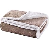 Qeils Waterproof Blanket for Bed, Dog Blankets for Large Dogs, Waterproof Cat Blanket Washable, Soft Sherpa Fleece Puppy Blanket, Reversible Throw Protector for Couch Car, 50"X60", Taupe