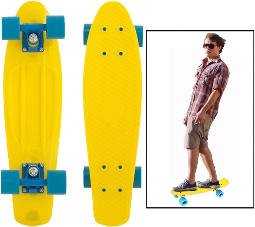 Skateboard - 22 inch Retro Style Cruiser Banana Board - Durable Yellow Plastic Christmas Gift, Holiday Fun, Outdoor Play... and much more!