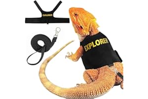 HOKABLE Bearded Dragon Leash and Harness Set, Adjustable Lizard Reptile Leashes Bearded Dragon Rope Accessories for Bearded Dragon Lizard Small Pets Outdoor Safety Walking（Explorer Character）