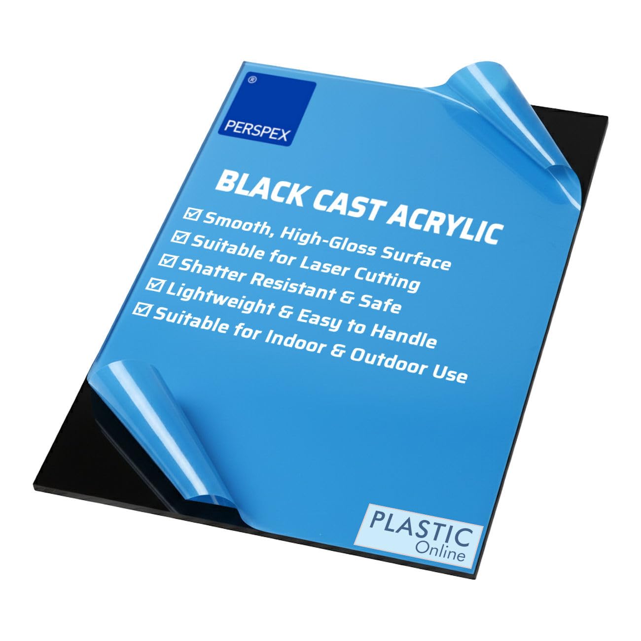 Generic 5mm Black Acrylic Sheet A4 (210x297mm) - Gloss Finish, Polished Edges, Laser Cuttable